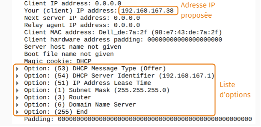 La réponse DHCPOFFER